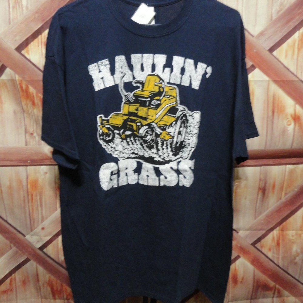 Haulin Grass Fun Lawnmower Graphic T~EUC~1 side~landscaping~Hot Rod
